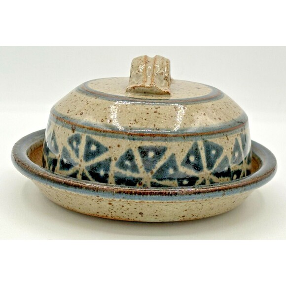 Stoneware Art Pottery Covered Dish Garlic Roaster Baker Speckled Glaze‎ Pattern - Picture 2 of 16